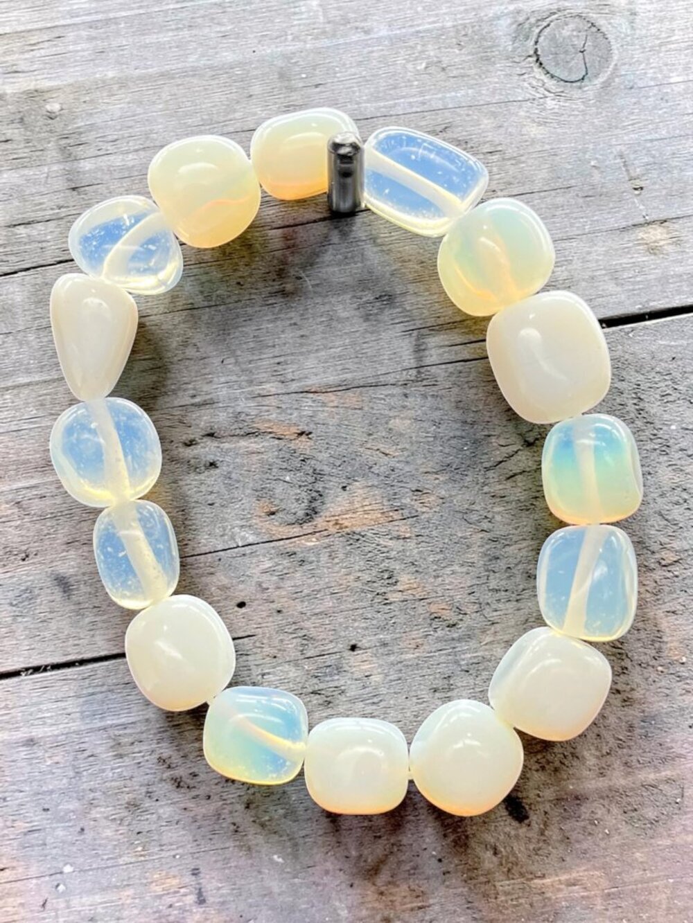 Opalite Nugget Crystal Stretch Bracelet | Handmade - Picture 3 of 5